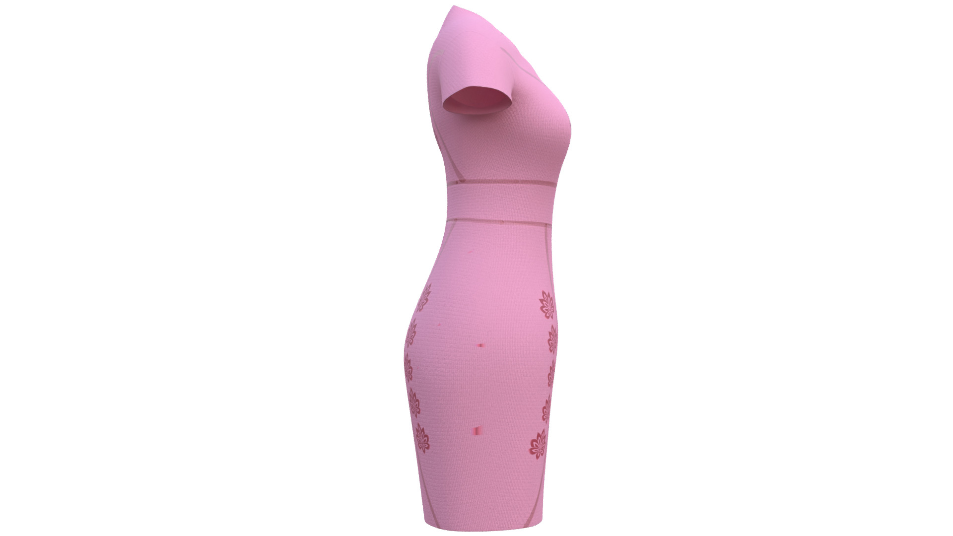 Low Poly Pink Vintage Dress Low-poly 3D model_18