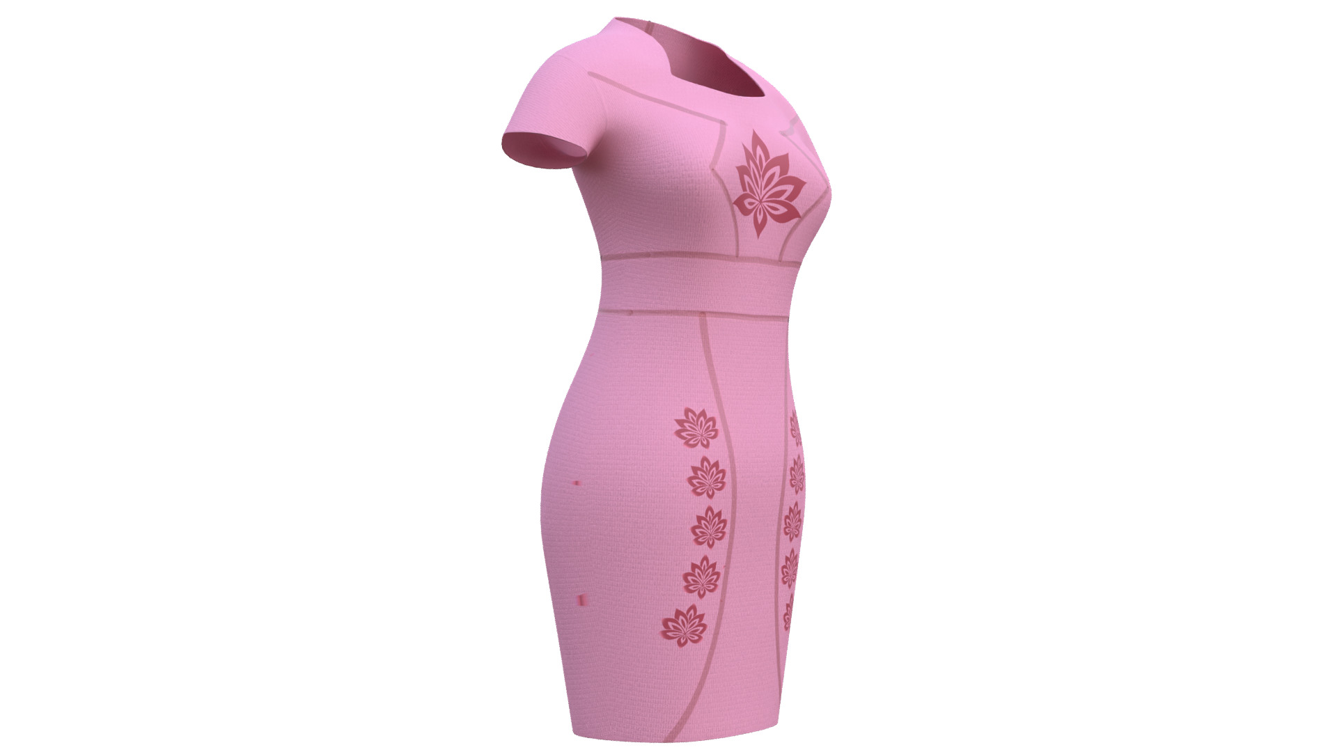 Low Poly Pink Vintage Dress Low-poly 3D model_14