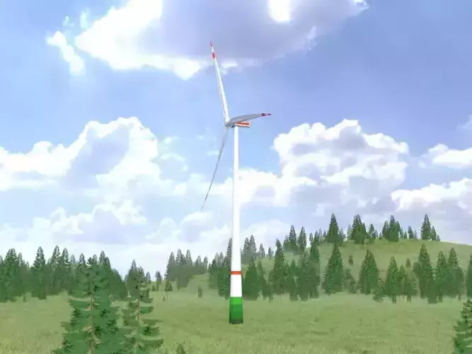 Wind turbine E1 H-163 RD 172 m with animation Low-poly 3D model