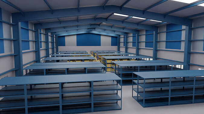 Warehouse 3d Model with Forklift 3D model 2