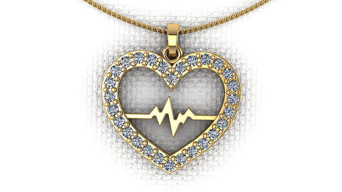 A pendant made in the shape of a heart 3D print model