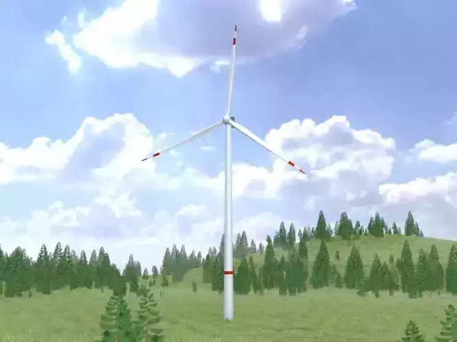 Wind turbine V1 H-175 RD 172 m with animation Low-poly 3D model