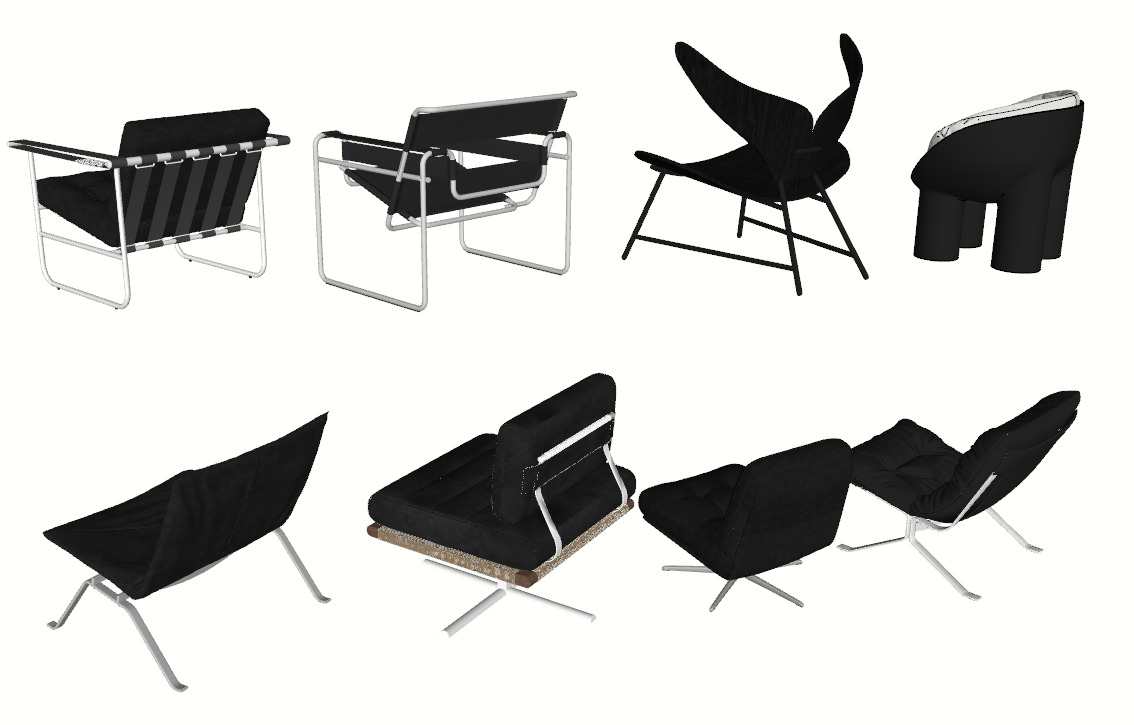 Monochrome Chair Collection 3D model_2