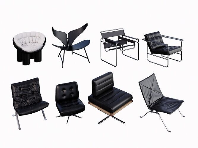 Monochrome Chair Collection 3D model