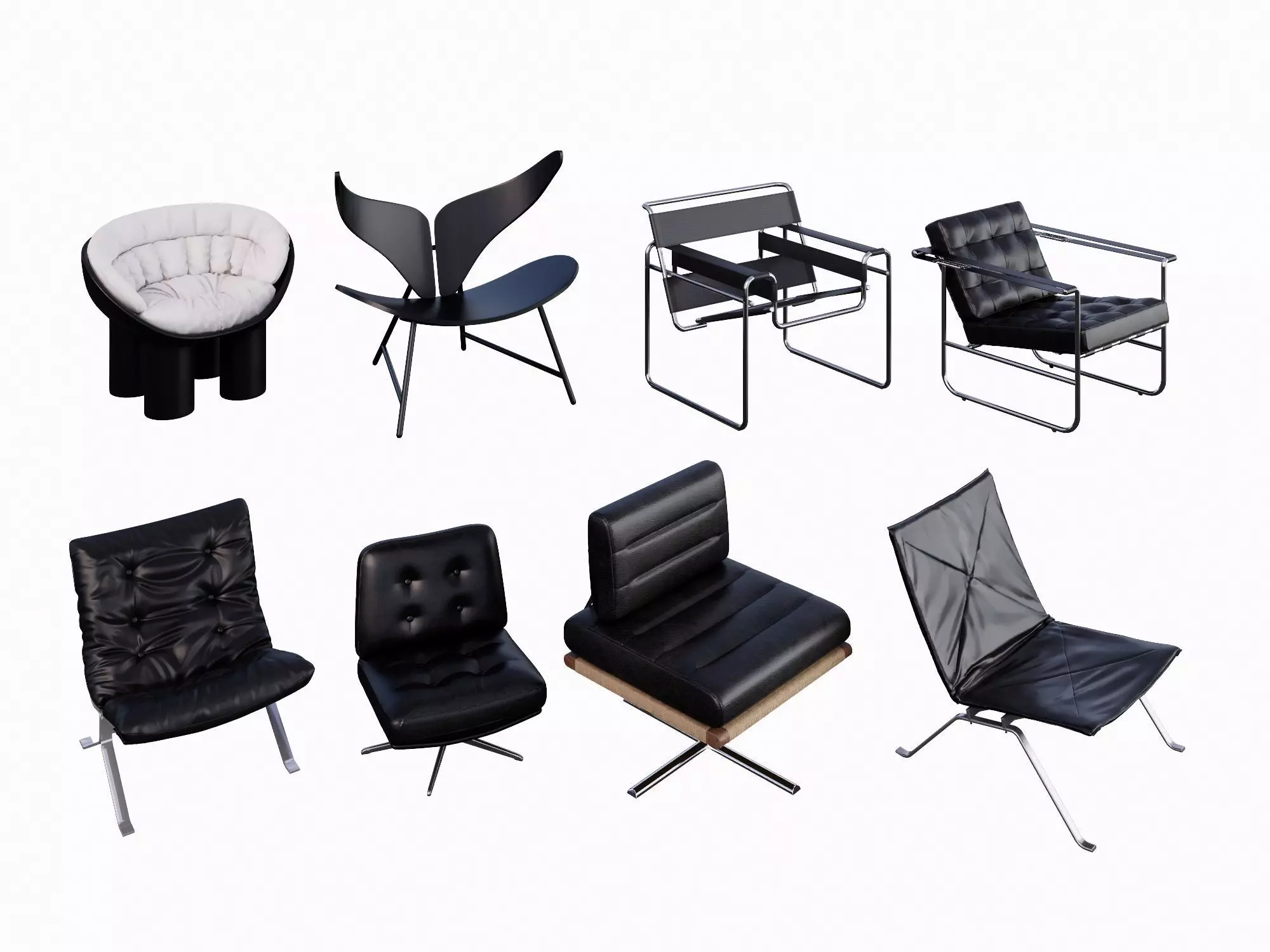 Monochrome Chair Collection 3D model_0