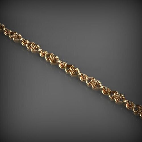  chain necklace bracelet 3d print model Stylized Heart-Link Gold 3D print model