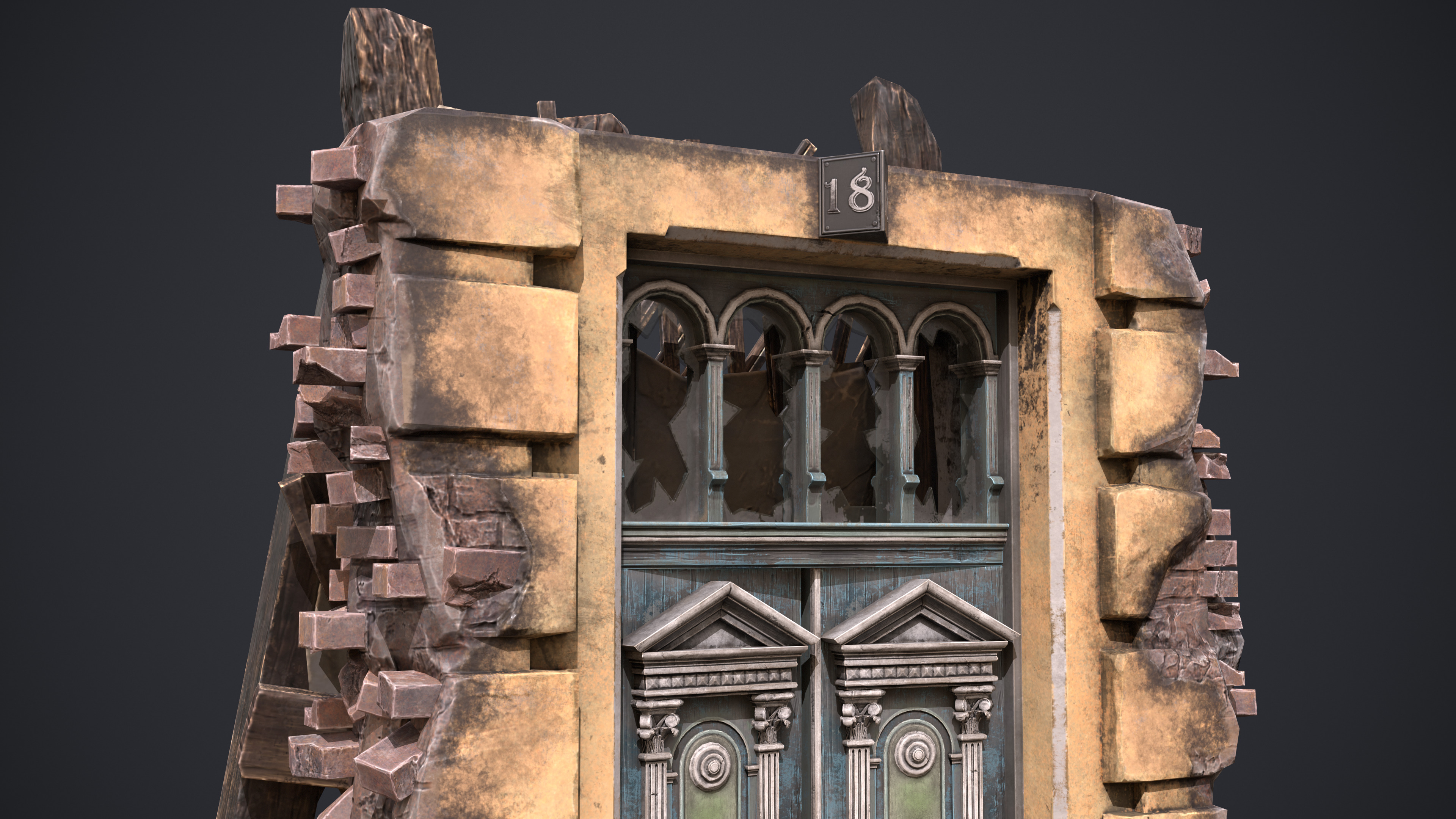 Old Door Low-poly 3D model_8