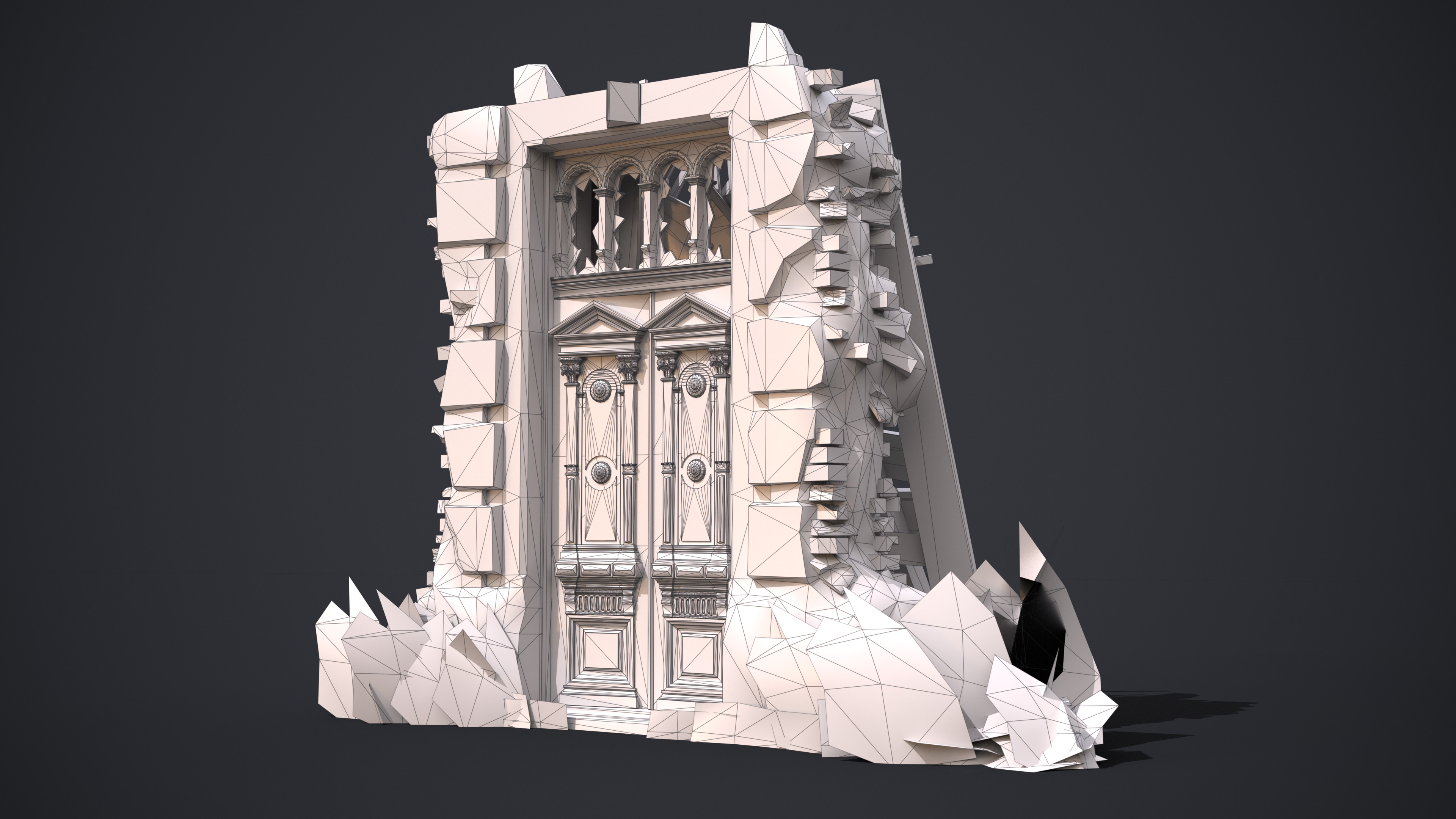 Old Door Low-poly 3D model_11