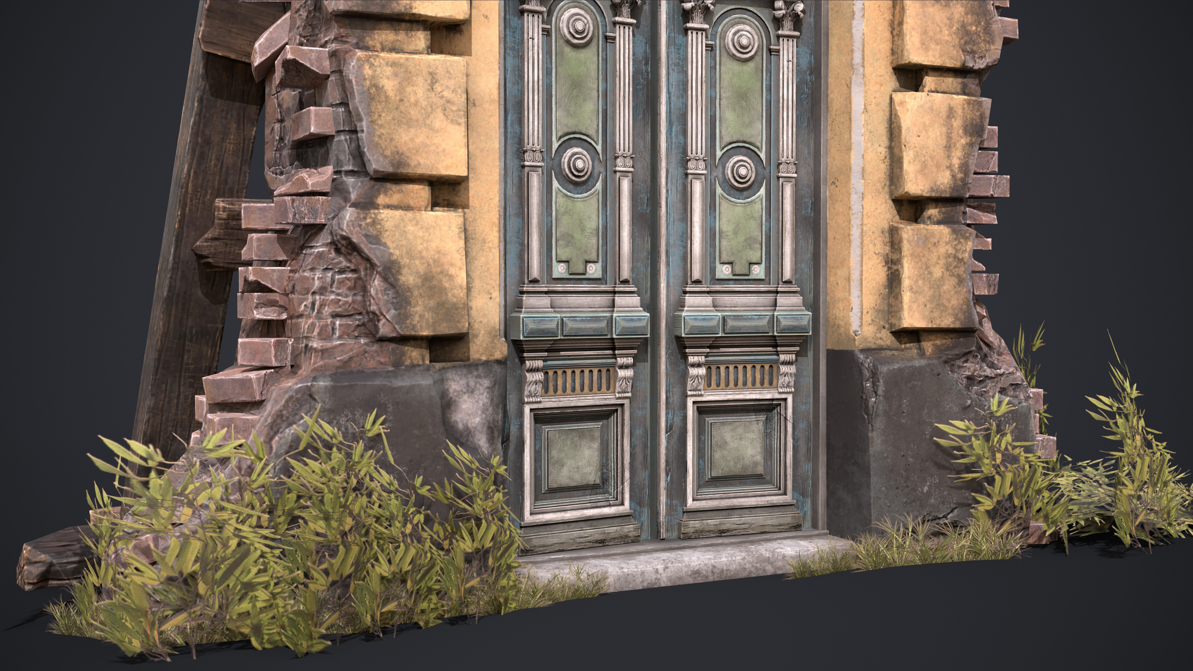 Old Door Low-poly 3D model_7