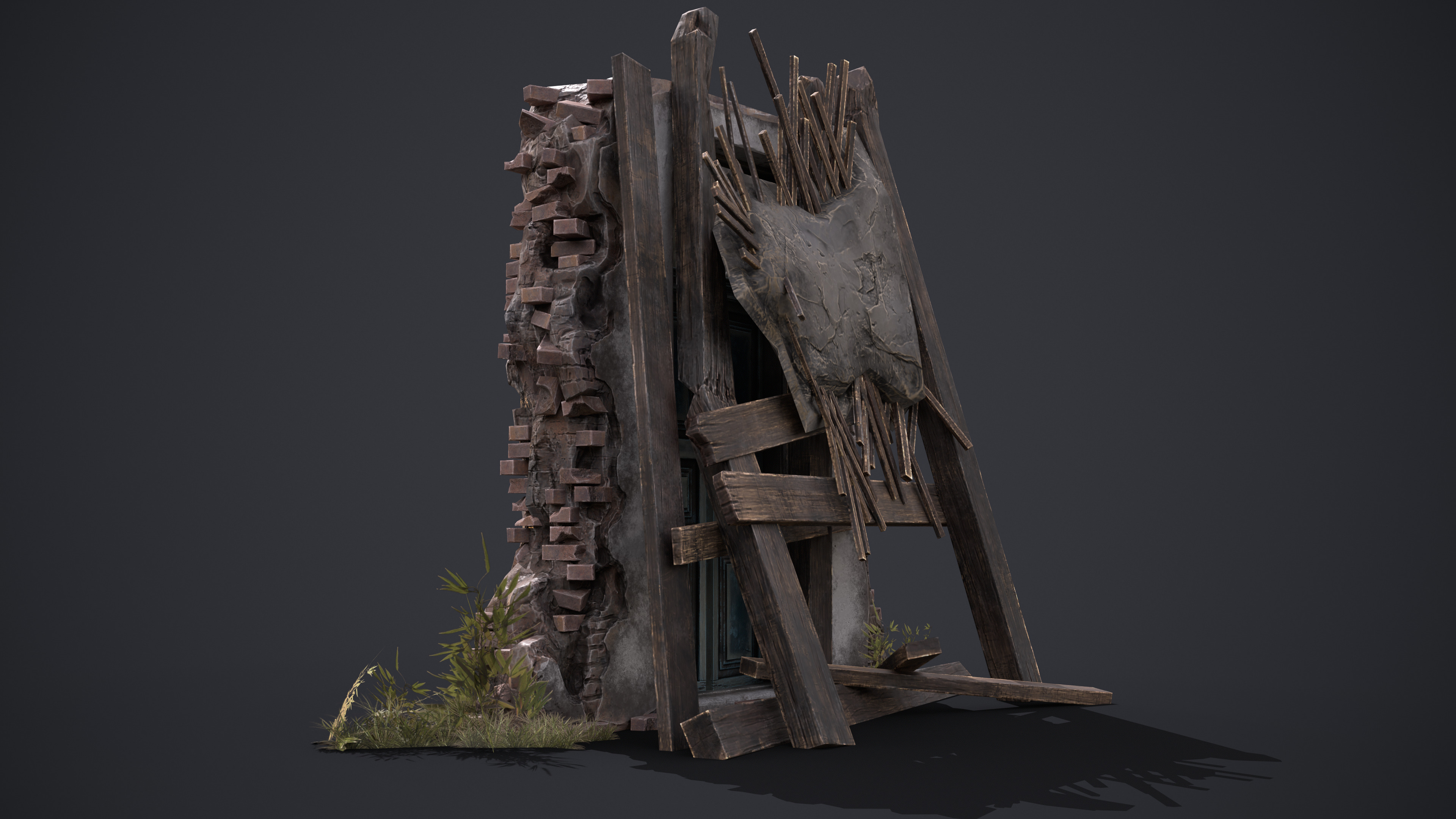 Old Door Low-poly 3D model_4