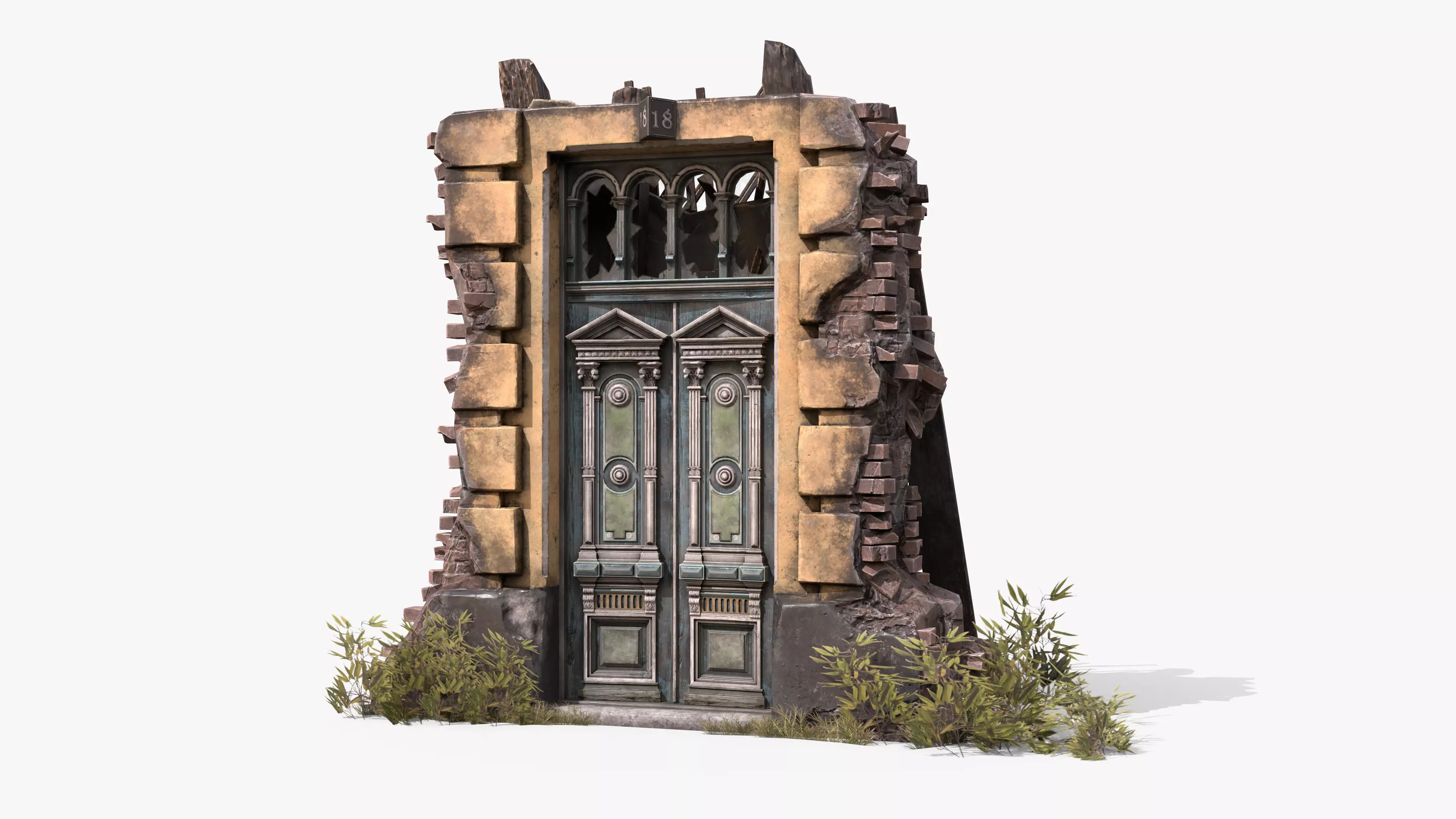 Old Door Low-poly 3D model_0