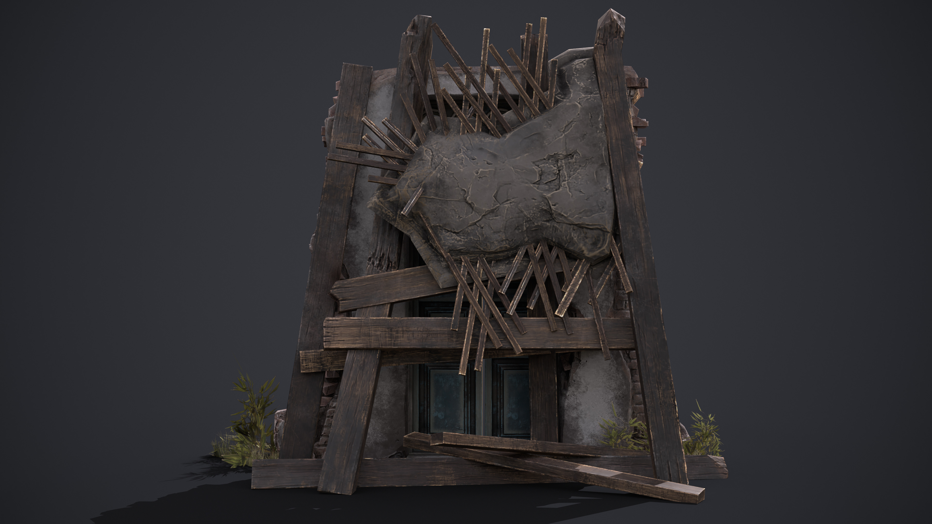 Old Door Low-poly 3D model_5