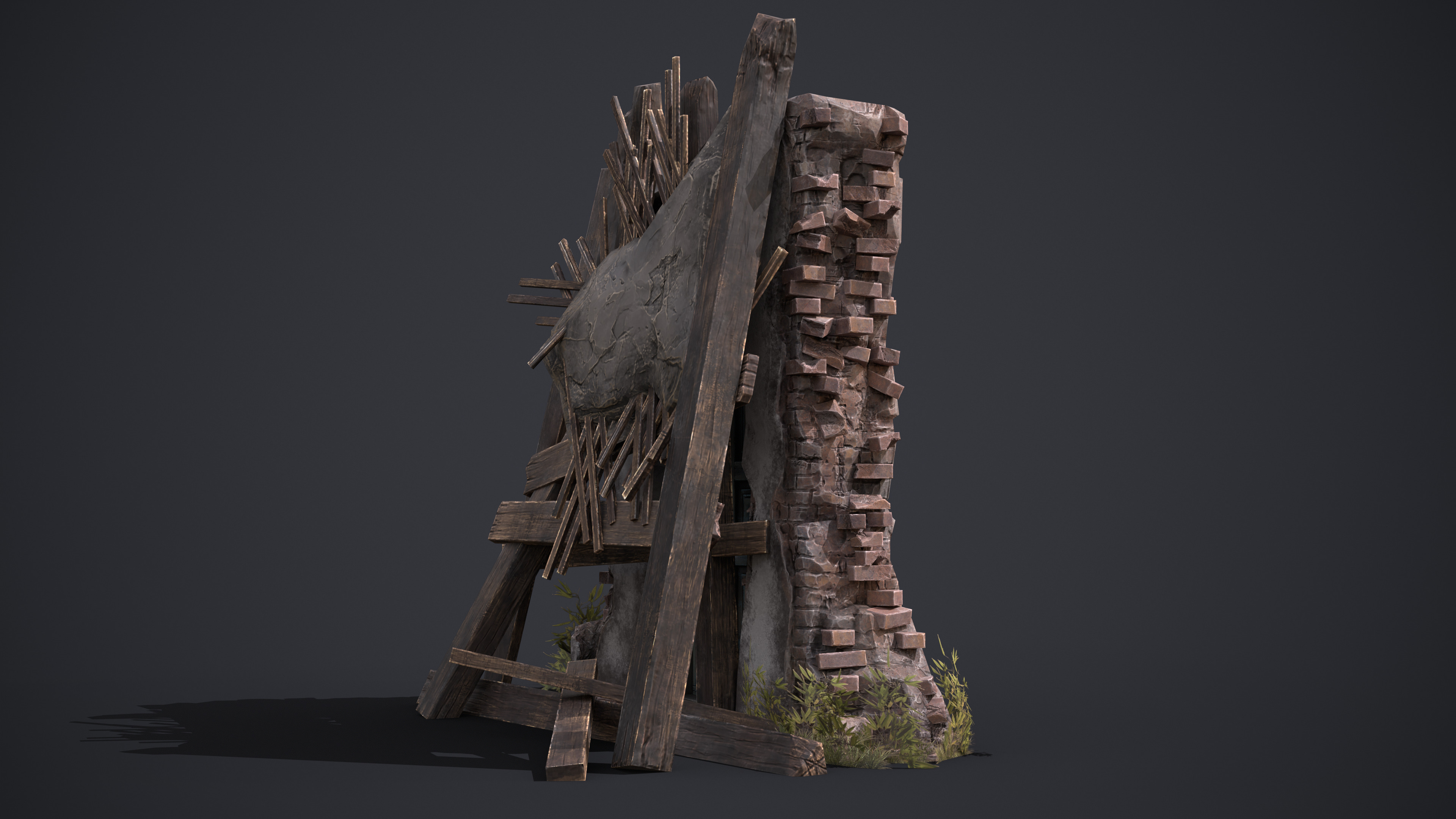 Old Door Low-poly 3D model_6