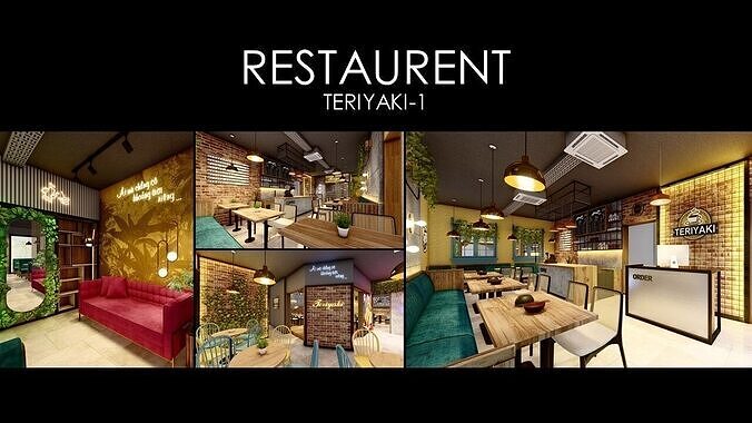 RESTAURENT INTERIOR TERIYAKI  Low-poly 3D model