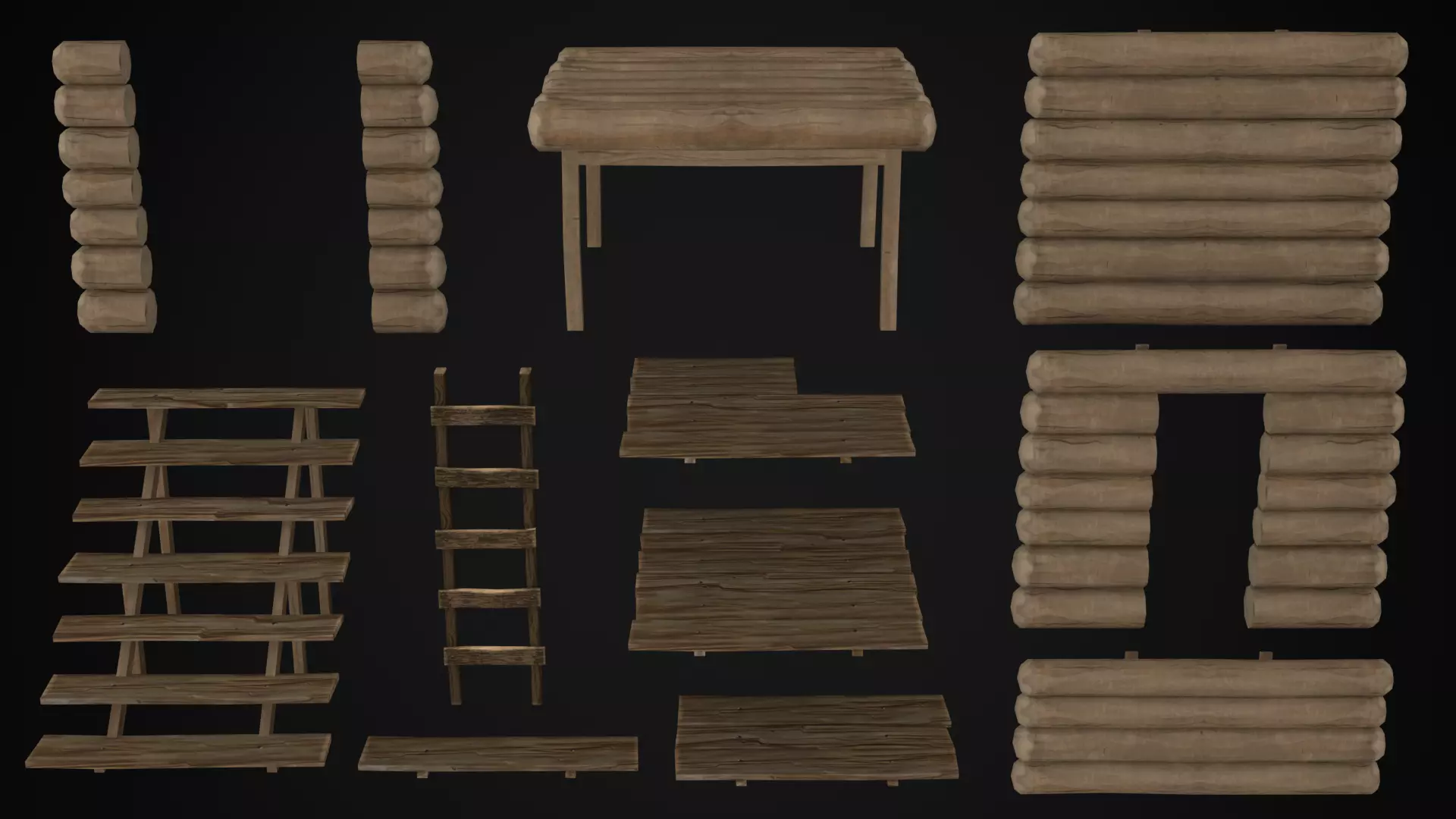 Wooden Fort - Stylized Fantasy Environment Low-poly 3D model_7