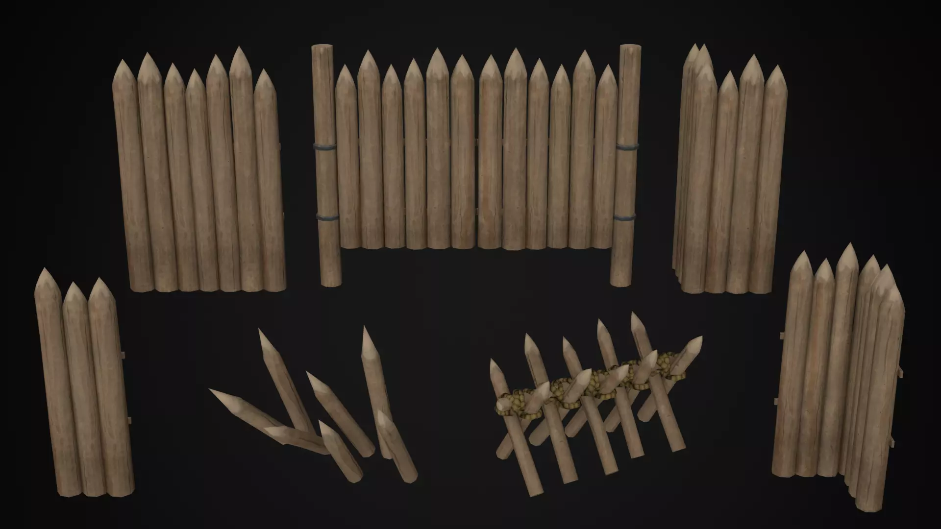 Wooden Fort - Stylized Fantasy Environment Low-poly 3D model_5