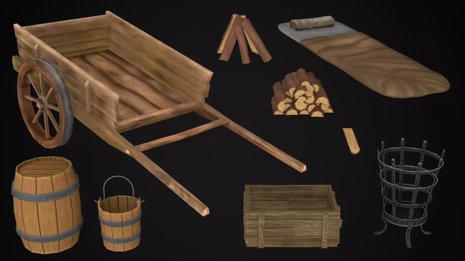 Wooden Fort - Stylized Fantasy Environment Low-poly 3D model_8