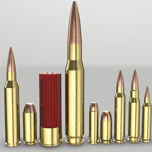 AMMO PACK MOST COMMON AND POPULAR BULLET 3D MODELS  Low-poly 3D model