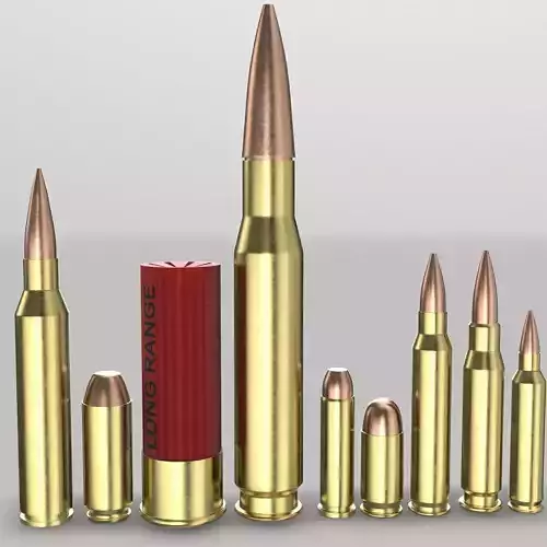 AMMO PACK MOST COMMON AND POPULAR BULLET 3D MODELS  Low-poly 3D model