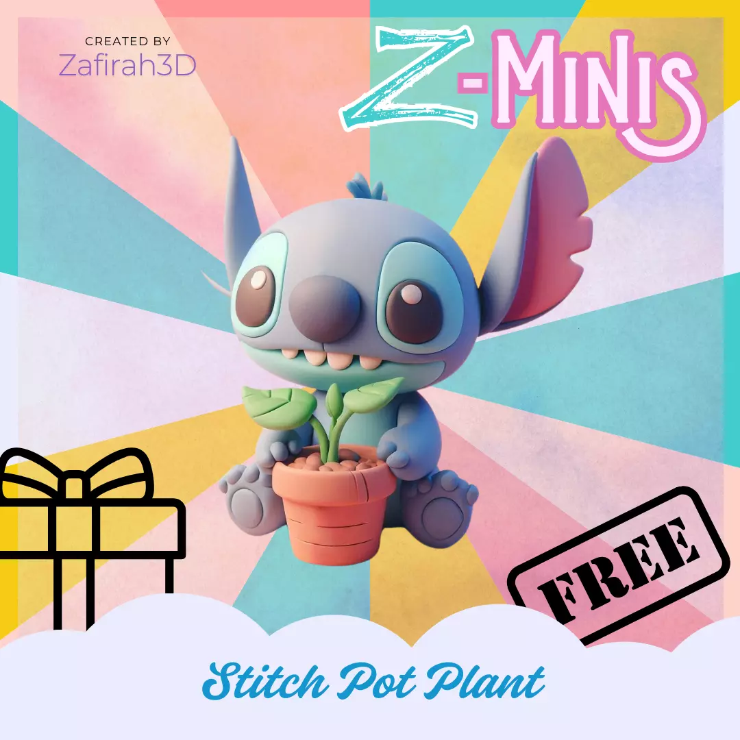 Z-MINIS STITCH POT PLANT FOR FREE Free 3D print model_0