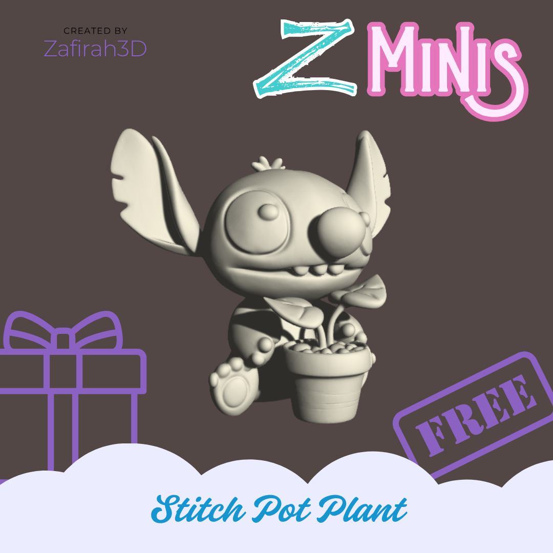 Z-MINIS STITCH POT PLANT FOR FREE Free 3D print model_1