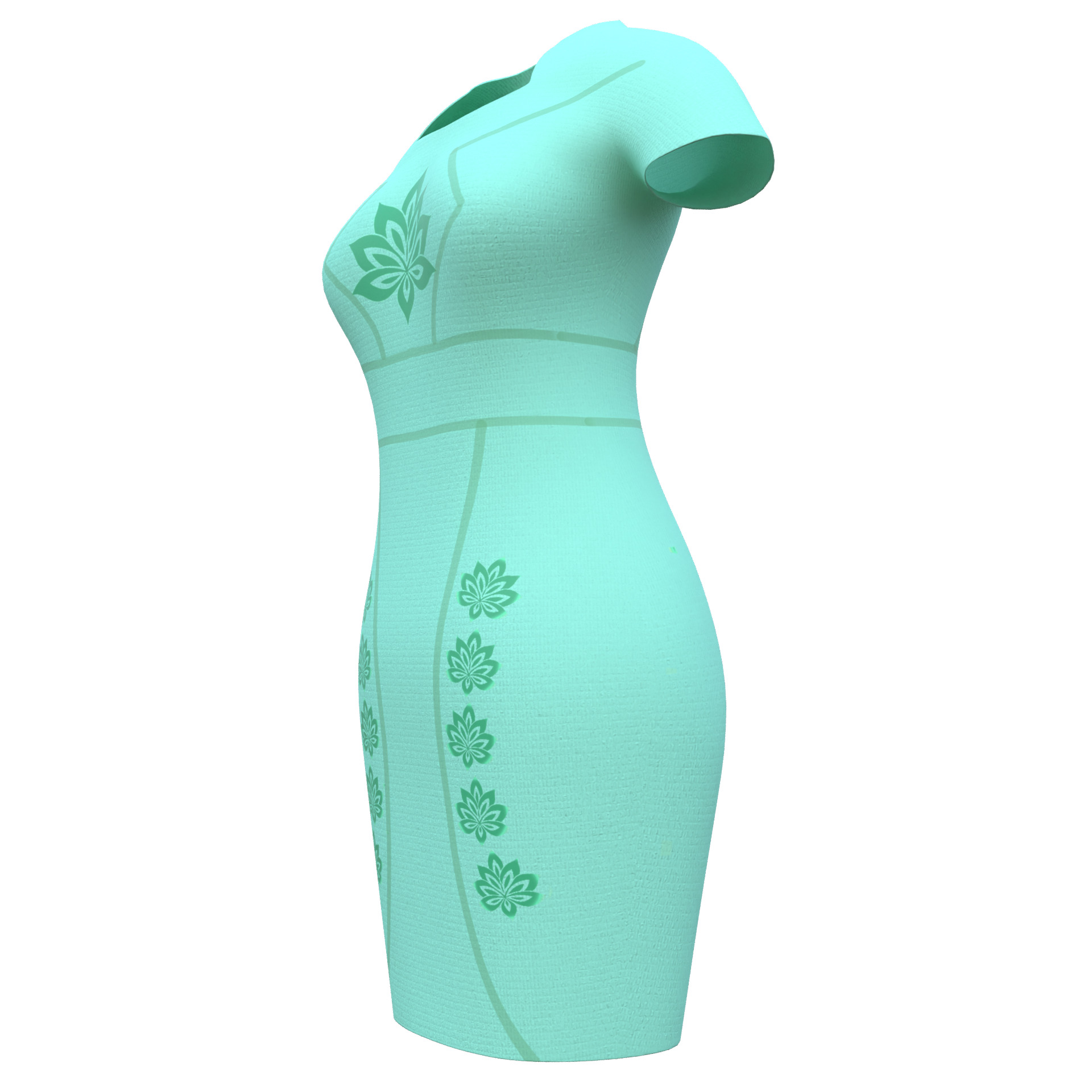 Low Poly Green Vintage Dress Low-poly 3D model_3