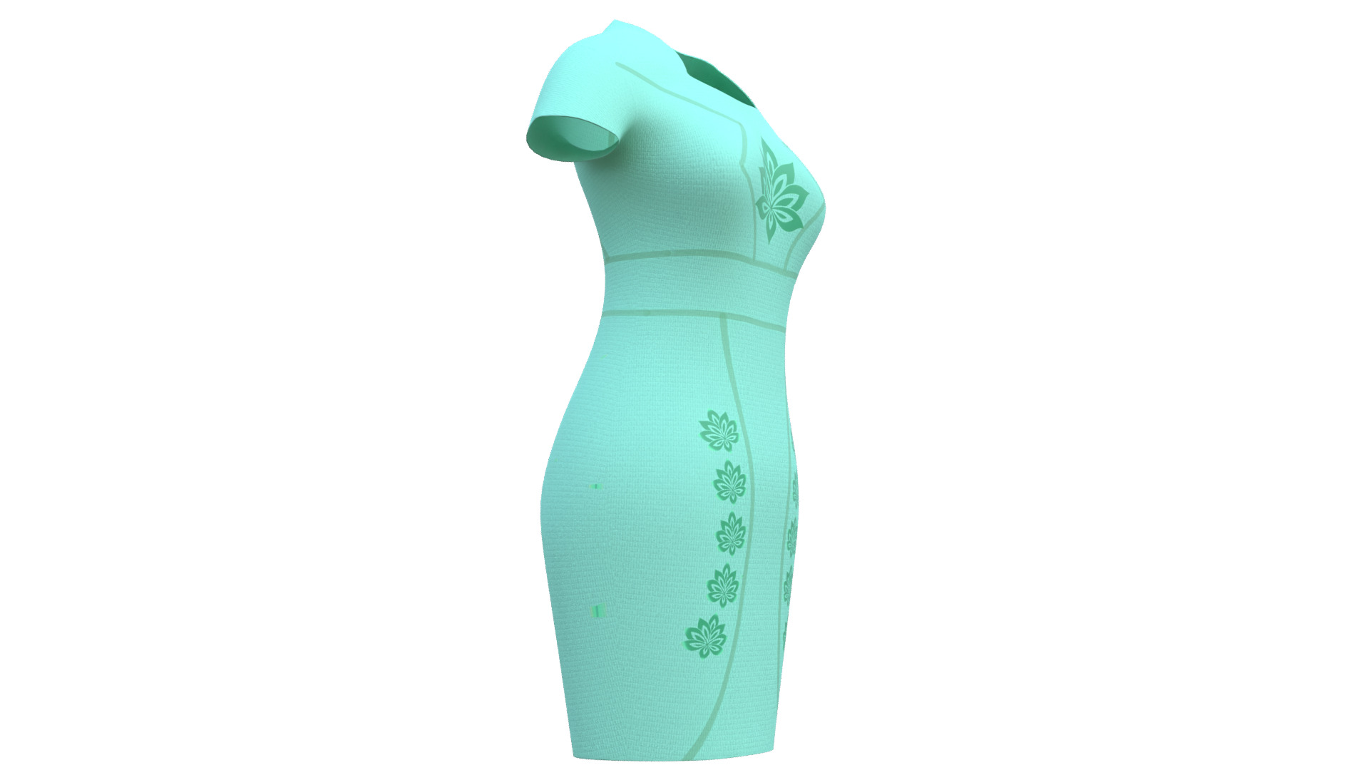 Low Poly Green Vintage Dress Low-poly 3D model_14
