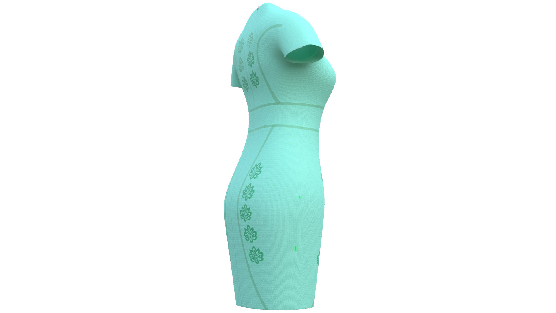 Low Poly Green Vintage Dress Low-poly 3D model_19