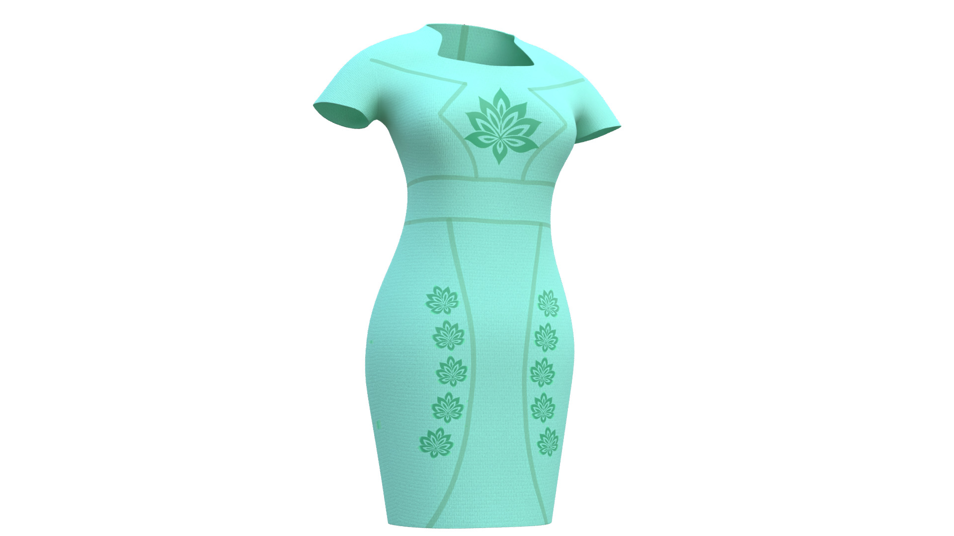 Low Poly Green Vintage Dress Low-poly 3D model_10