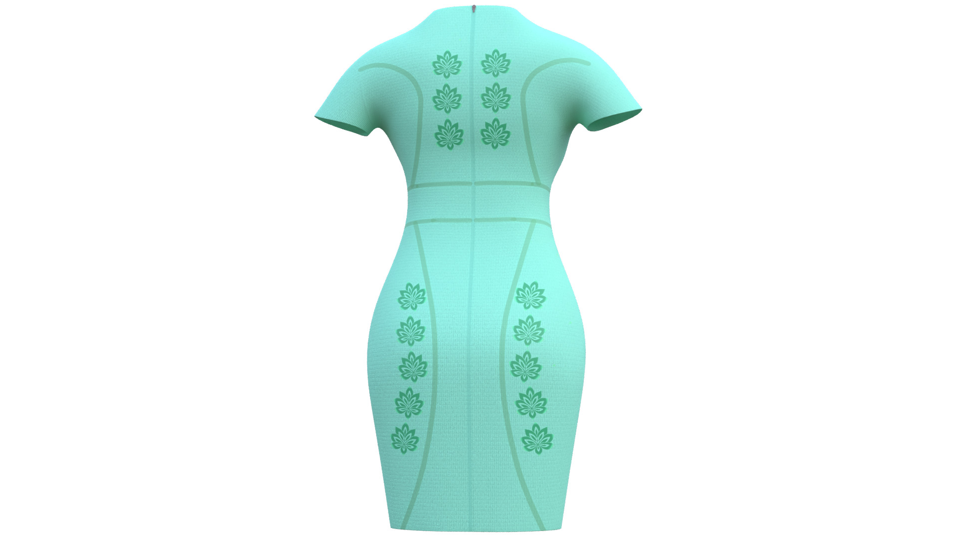 Low Poly Green Vintage Dress Low-poly 3D model_25