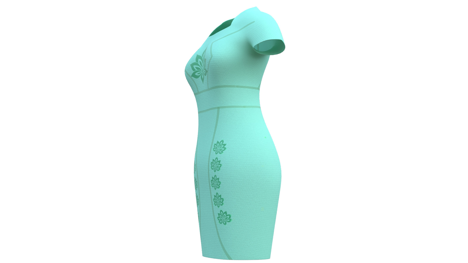Low Poly Green Vintage Dress Low-poly 3D model_37