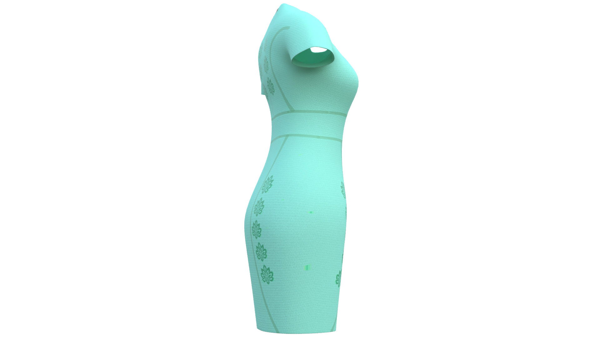 Low Poly Green Vintage Dress Low-poly 3D model_18