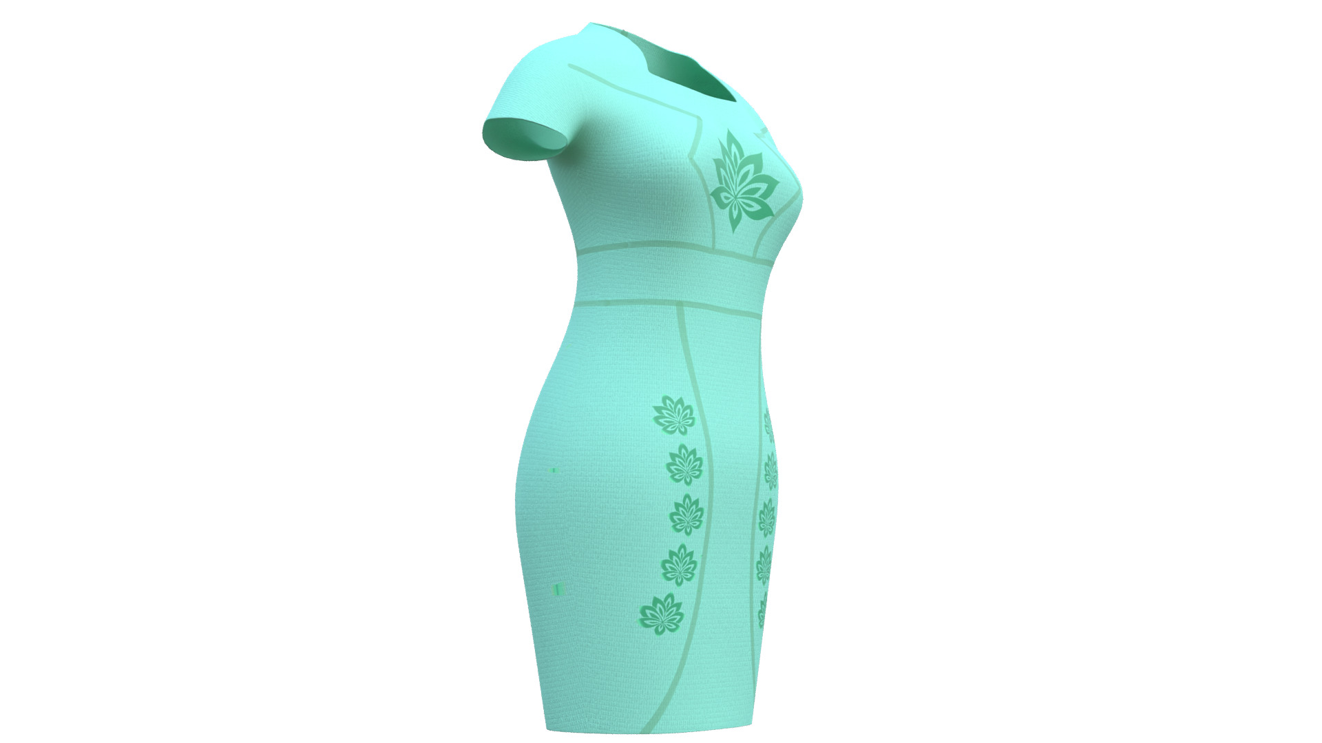 Low Poly Green Vintage Dress Low-poly 3D model_13