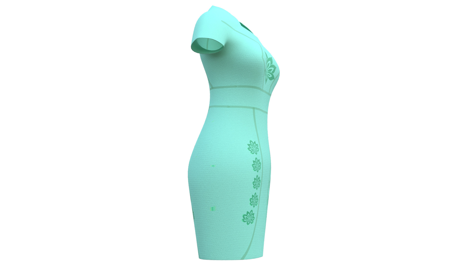 Low Poly Green Vintage Dress Low-poly 3D model_15