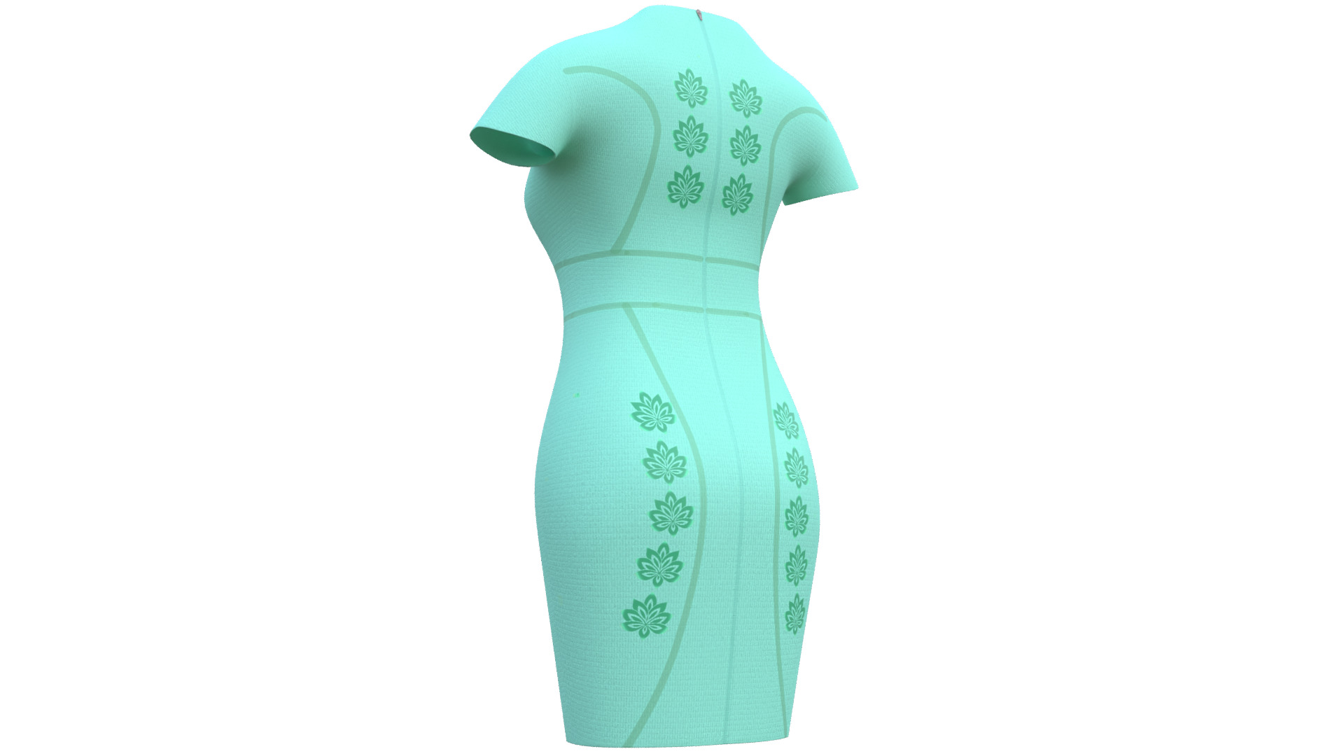 Low Poly Green Vintage Dress Low-poly 3D model_29