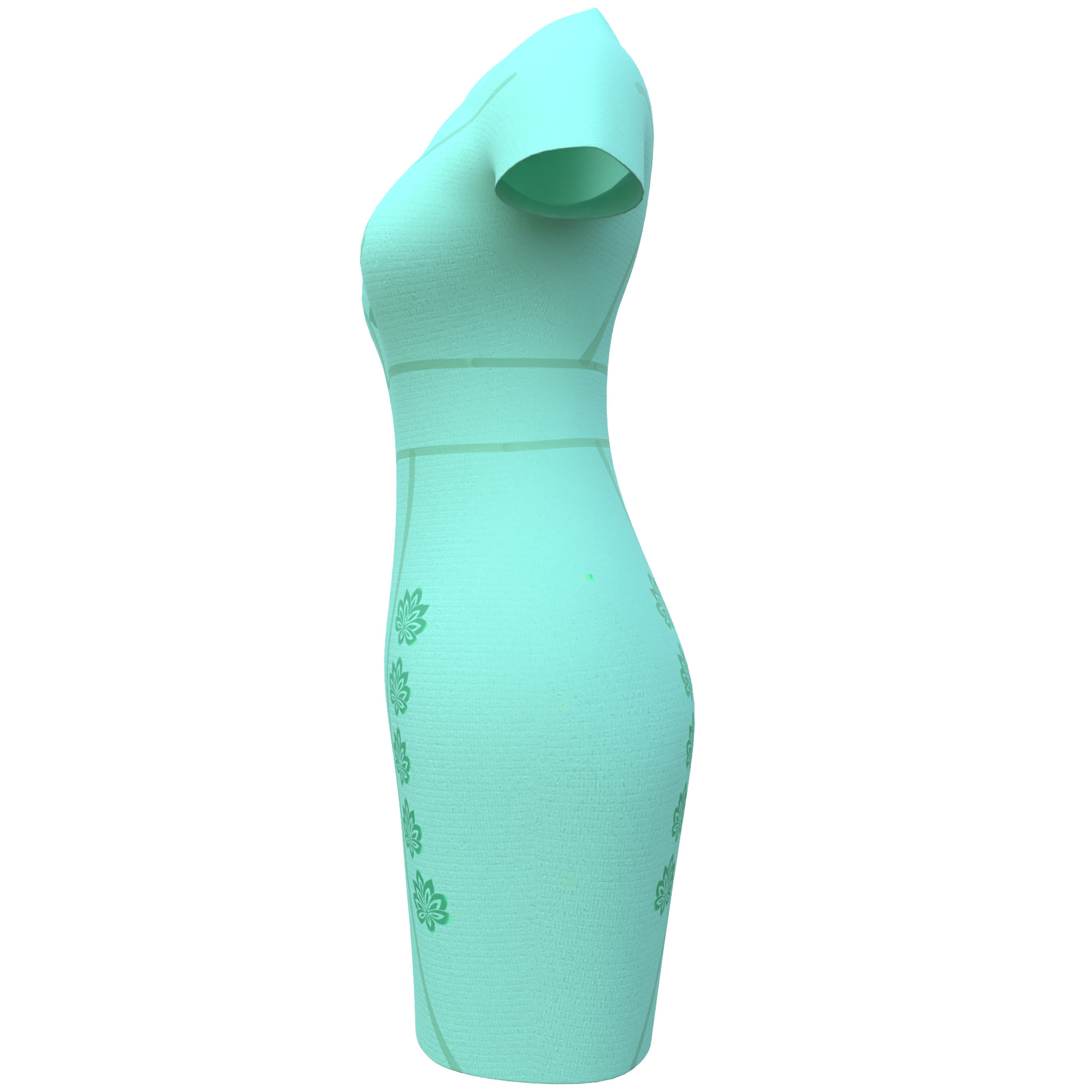Low Poly Green Vintage Dress Low-poly 3D model_4