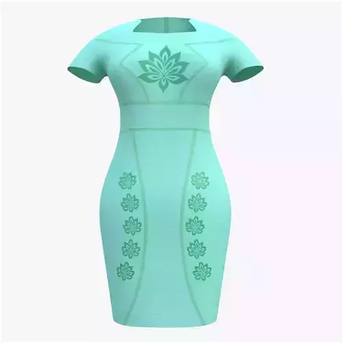 Low Poly Green Vintage Dress Low-poly 3D model