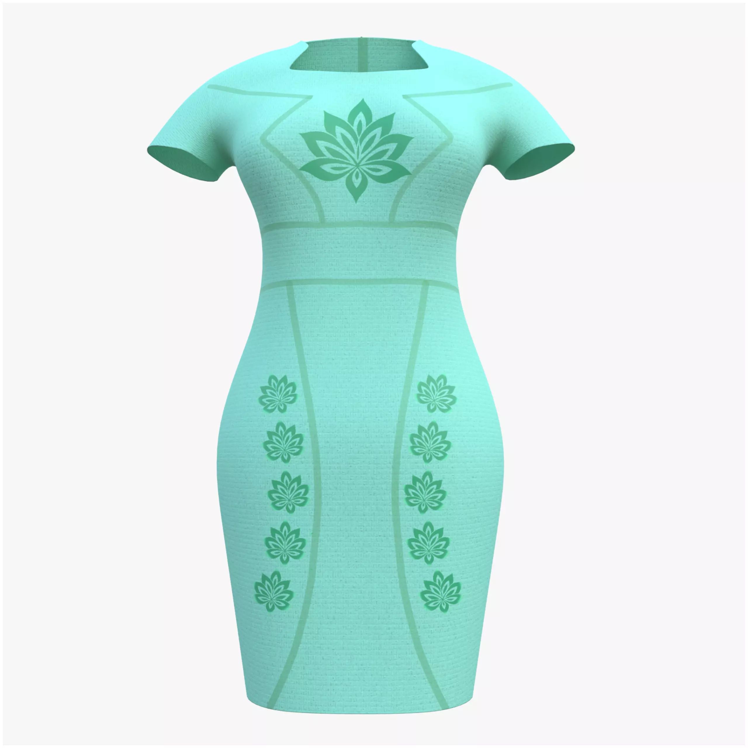 Low Poly Green Vintage Dress Low-poly 3D model_0