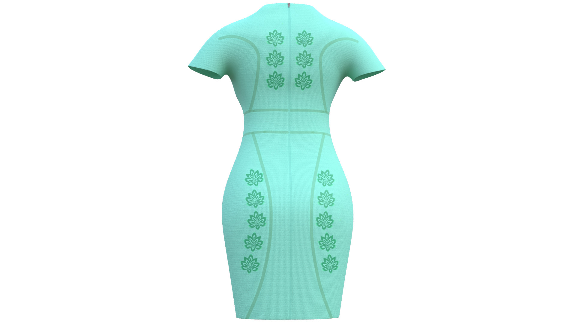 Low Poly Green Vintage Dress Low-poly 3D model_26
