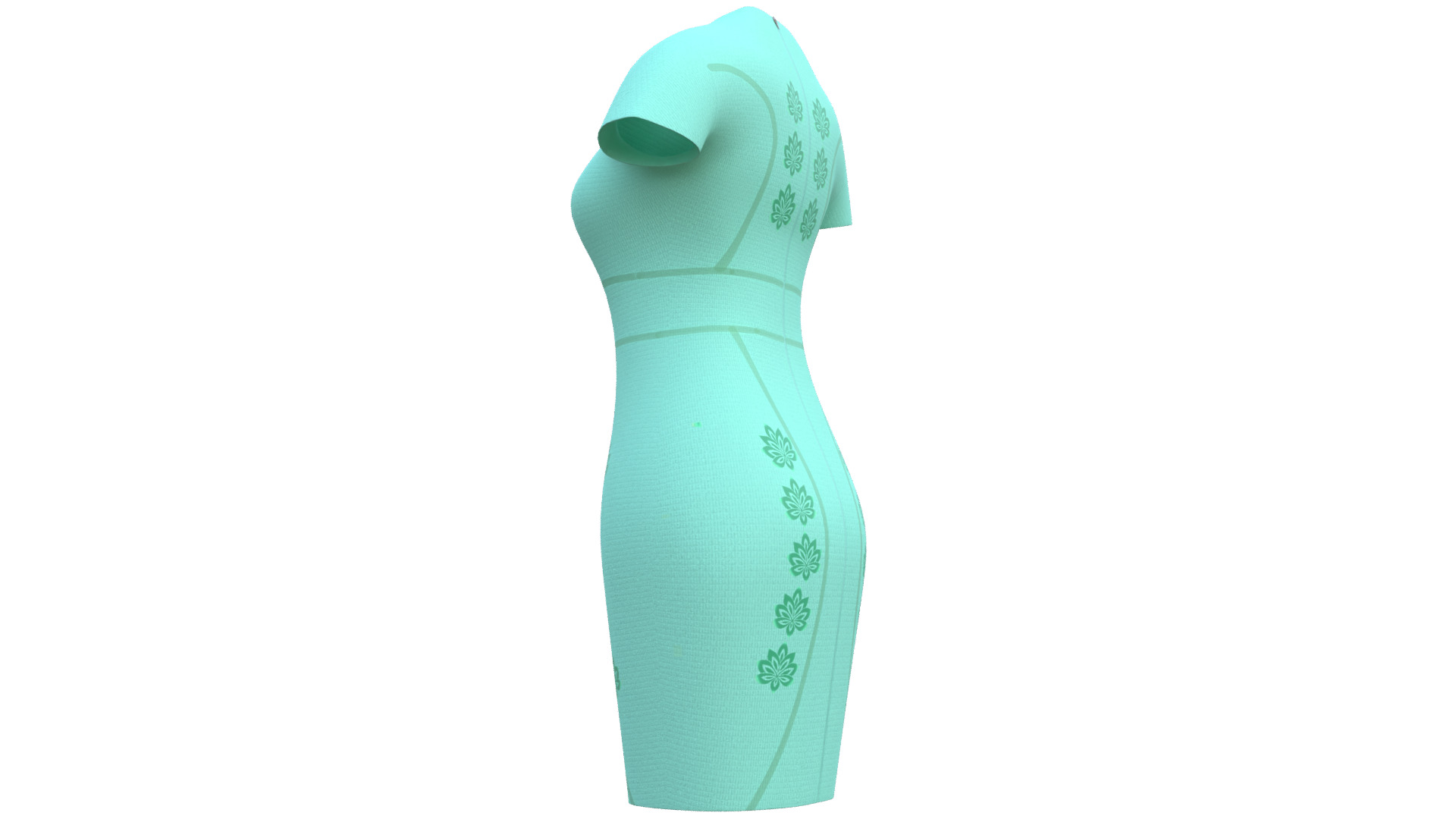 Low Poly Green Vintage Dress Low-poly 3D model_32