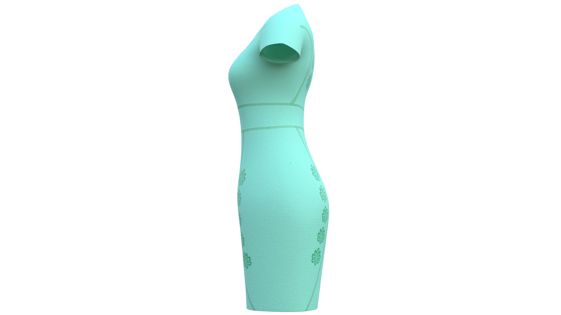 Low Poly Green Vintage Dress Low-poly 3D model_34