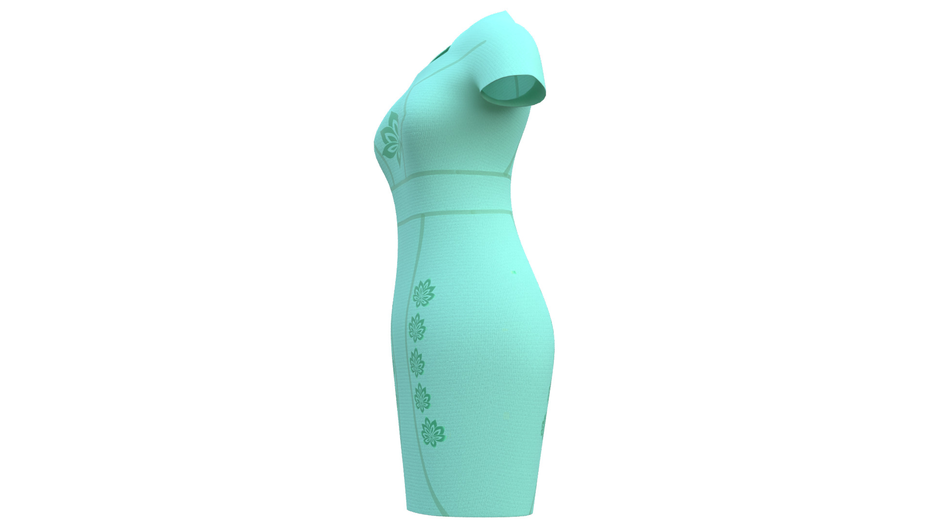 Low Poly Green Vintage Dress Low-poly 3D model_36