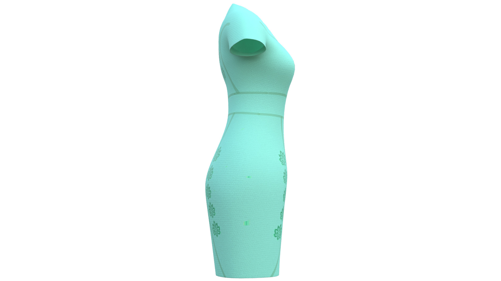 Low Poly Green Vintage Dress Low-poly 3D model_17