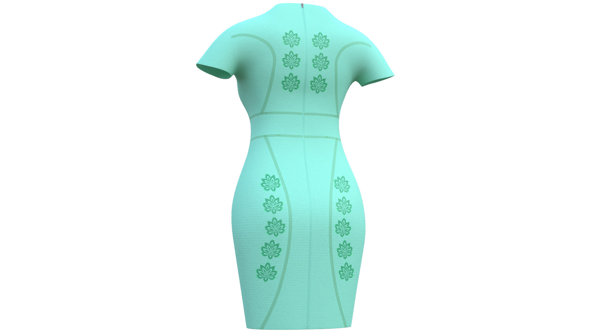 Low Poly Green Vintage Dress Low-poly 3D model_27