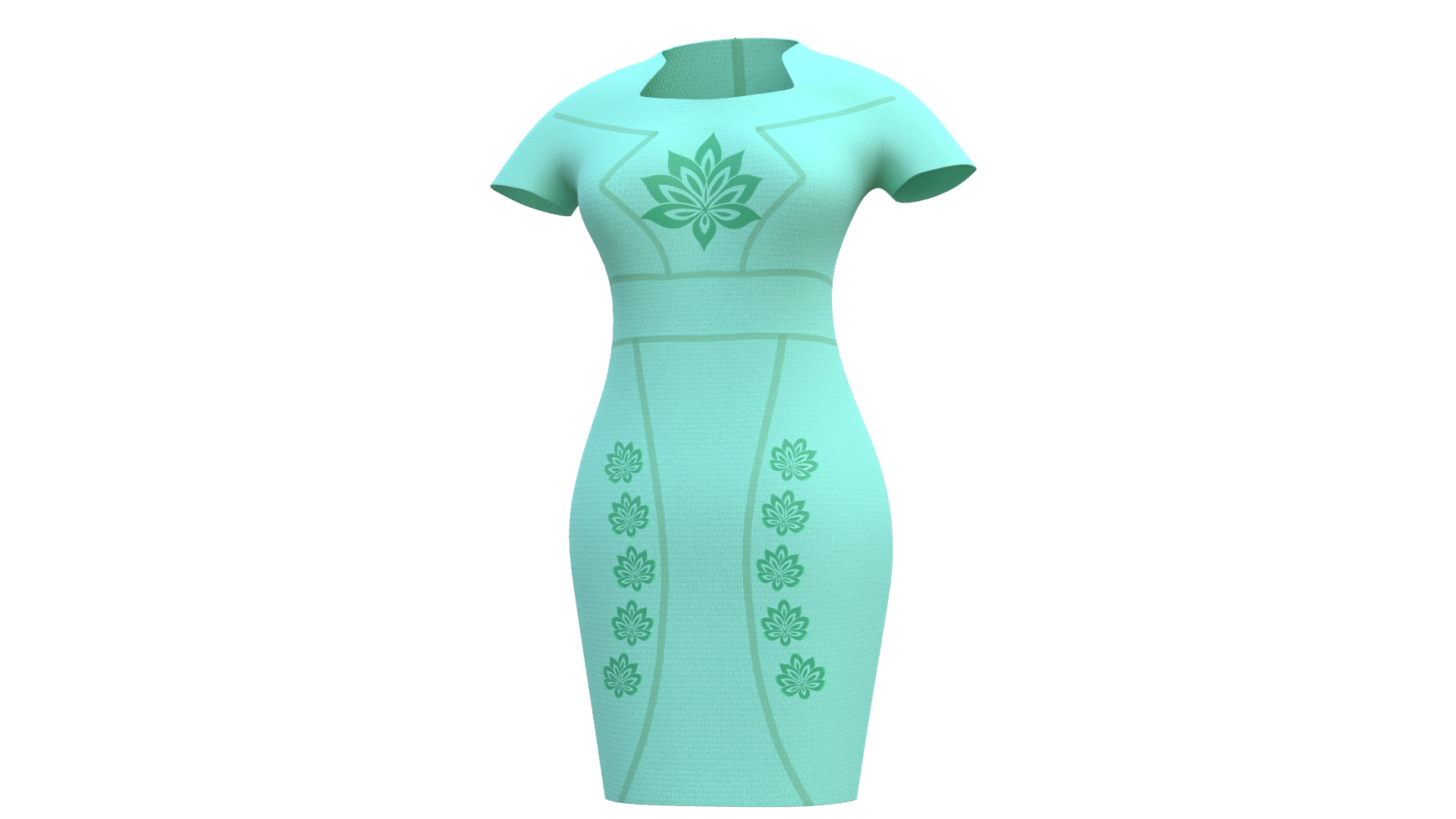 Low Poly Green Vintage Dress Low-poly 3D model_42