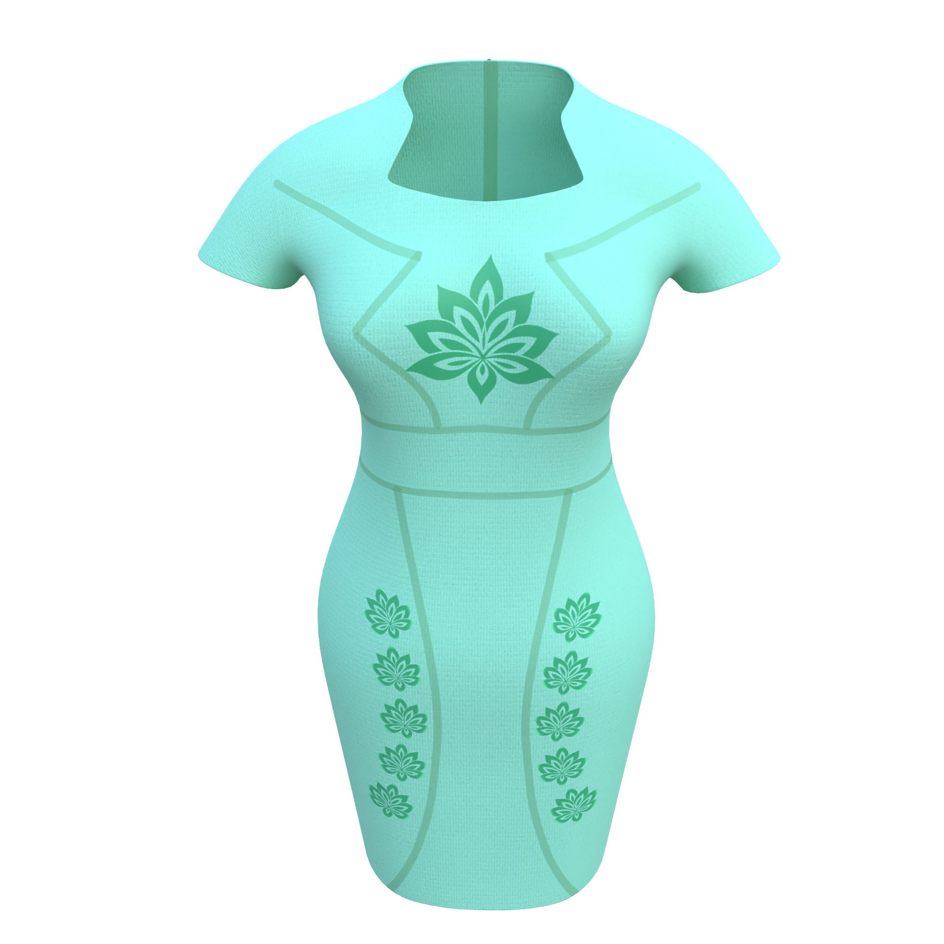 Low Poly Green Vintage Dress Low-poly 3D model_7