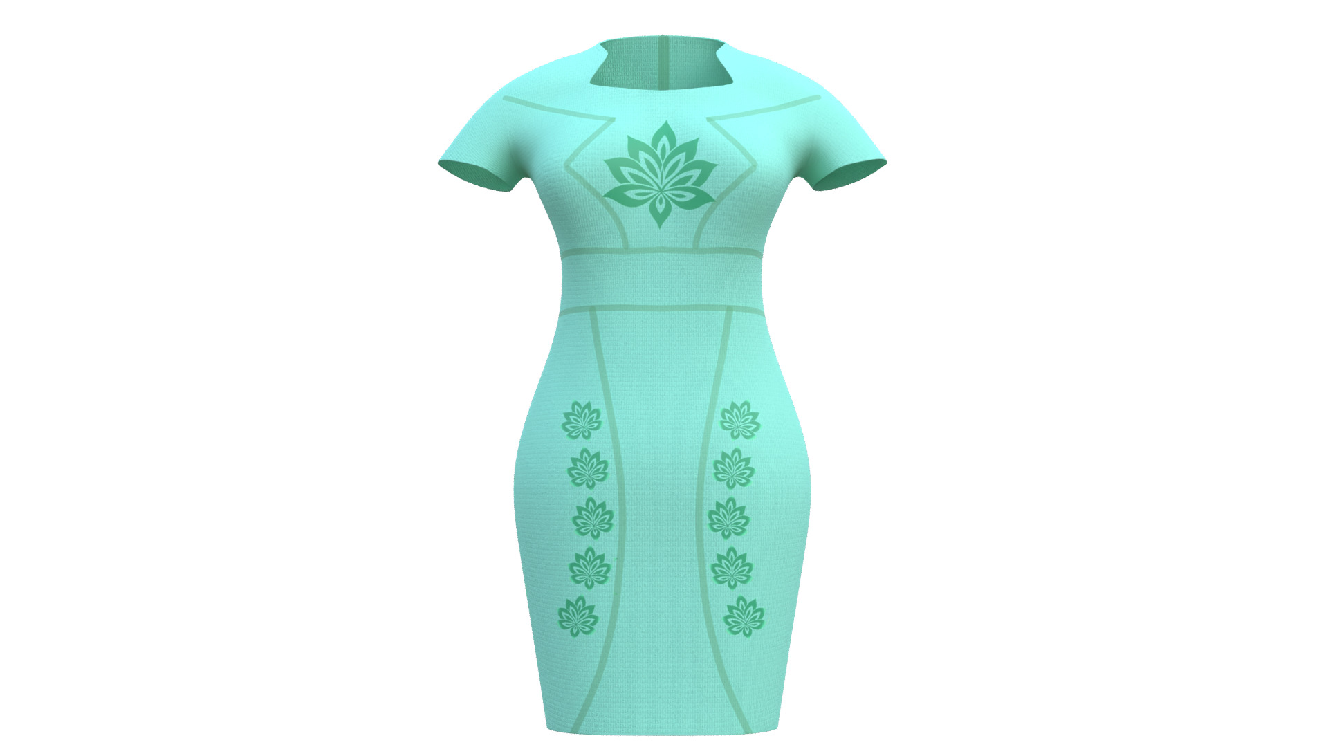 Low Poly Green Vintage Dress Low-poly 3D model_8