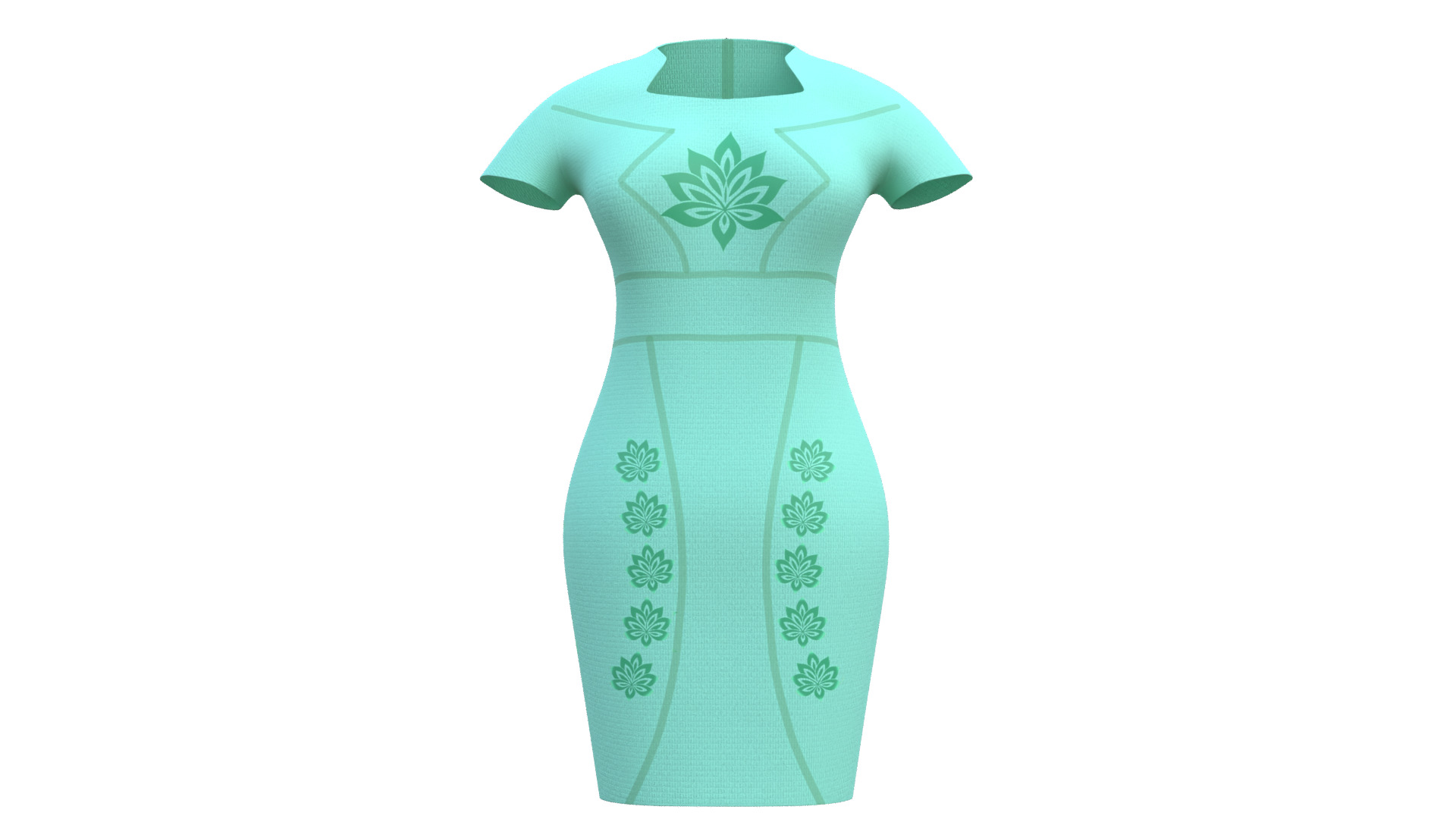 Low Poly Green Vintage Dress Low-poly 3D model_43
