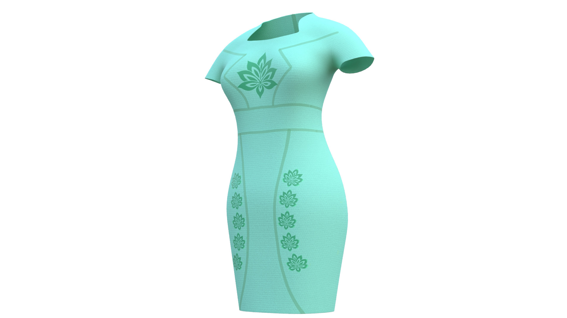 Low Poly Green Vintage Dress Low-poly 3D model_40