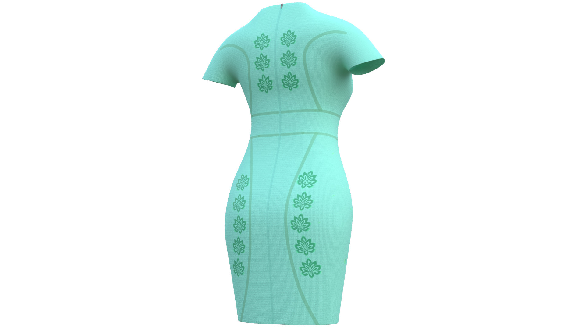 Low Poly Green Vintage Dress Low-poly 3D model_23